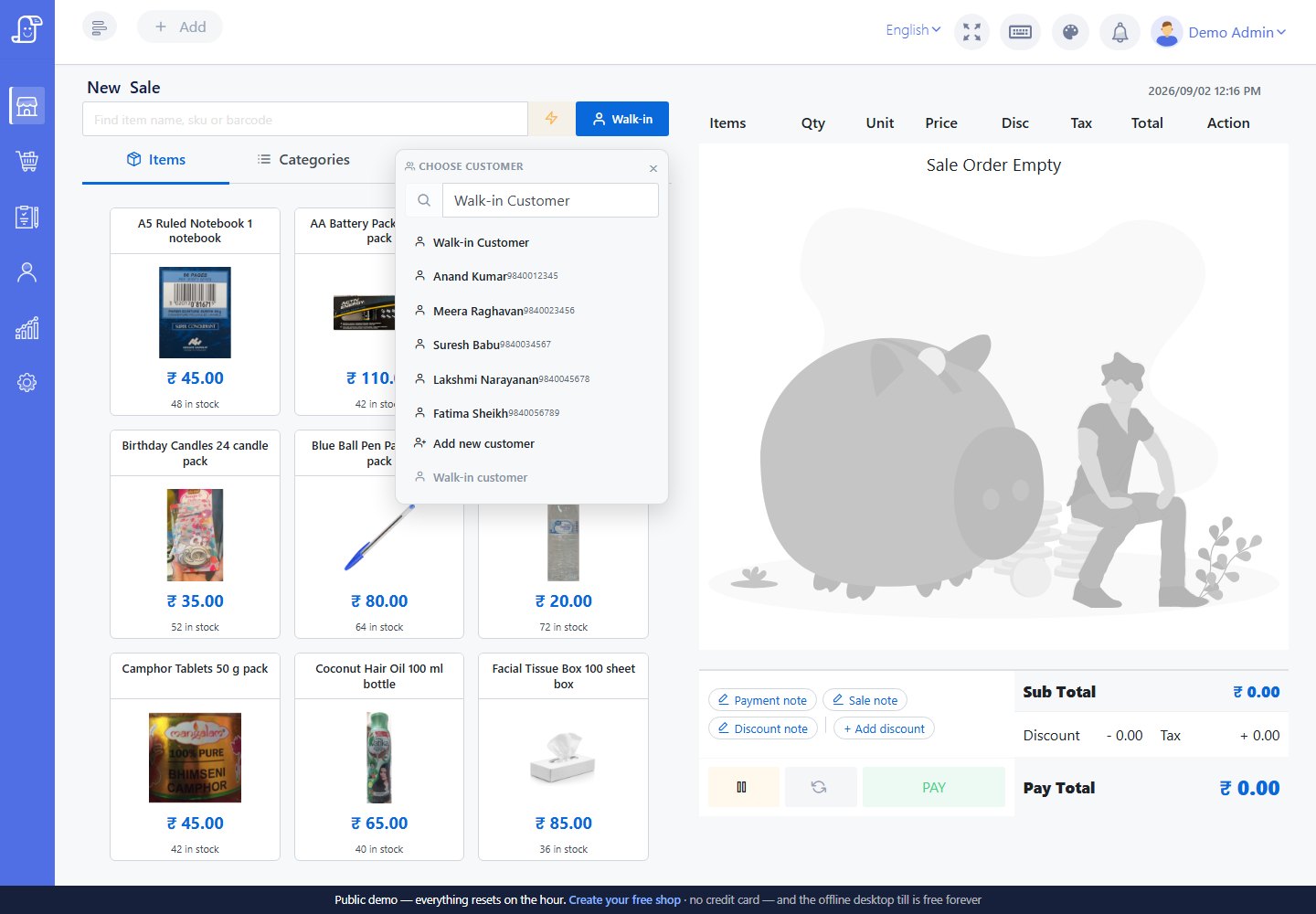 New Sale customer picker used before loyalty redemption