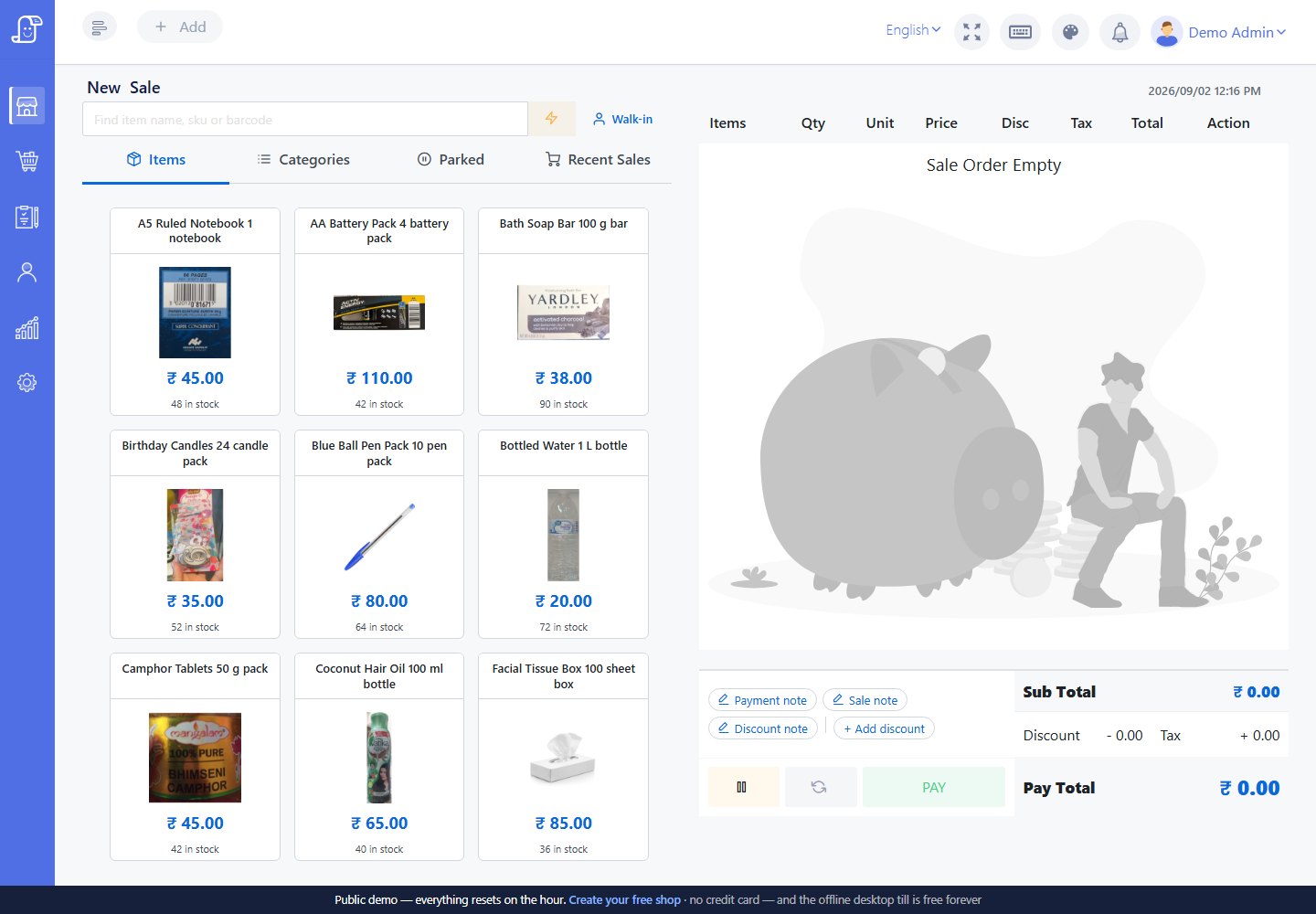 New Sale screen
